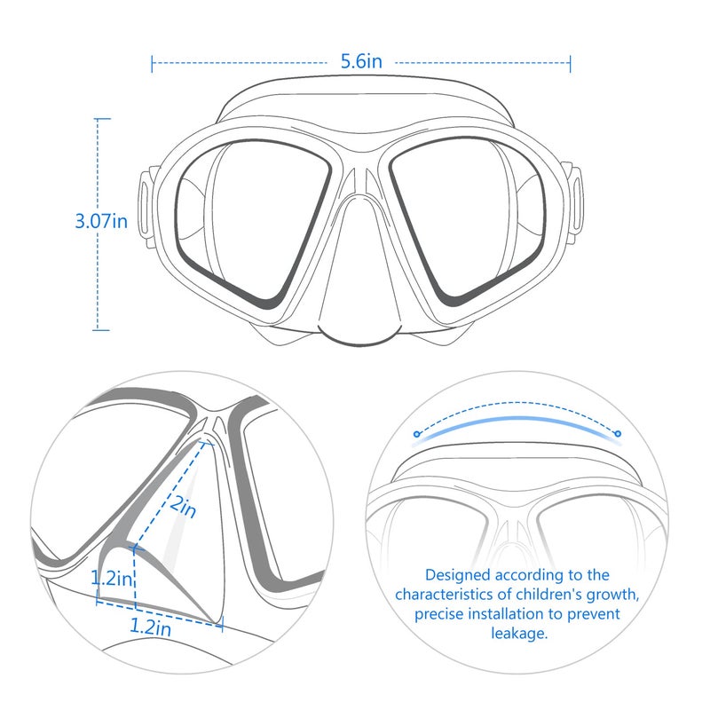 Supertrip Kids Swim Goggles with Nose Cover for Ages 6-14, Tempered Glass Fabric Strap Swimming Snorkel Mask for Pool Beach - Image 4